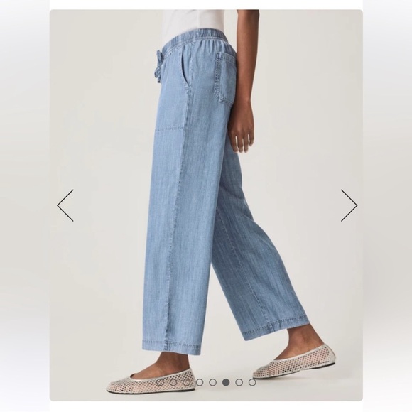 $168 Splendid Angie Indigo Pant Sz L cropped wide leg super soft & lightweight - Picture 7 of 14